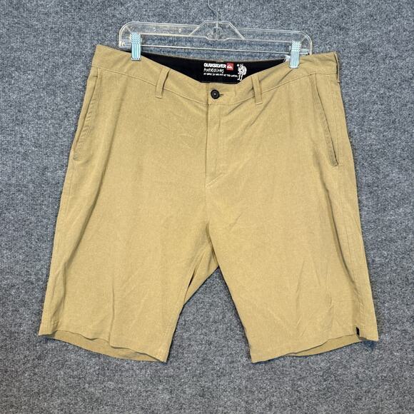 Quiksilver Shorts Mens 36 Beige Board Shorts Hybrid Swim Trunks Amphibian Chino - Picture 1 of 8